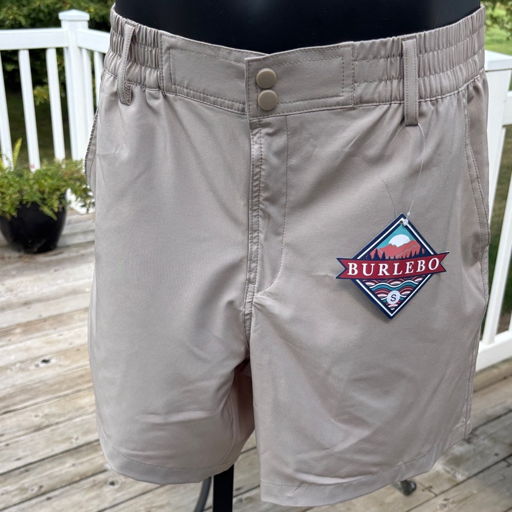 BURLEBO Men's Beige Athletic Shorts